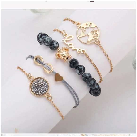 SALE 🎈5 Piece Marbled Bead Bangles Set. - Picture 2 of 4